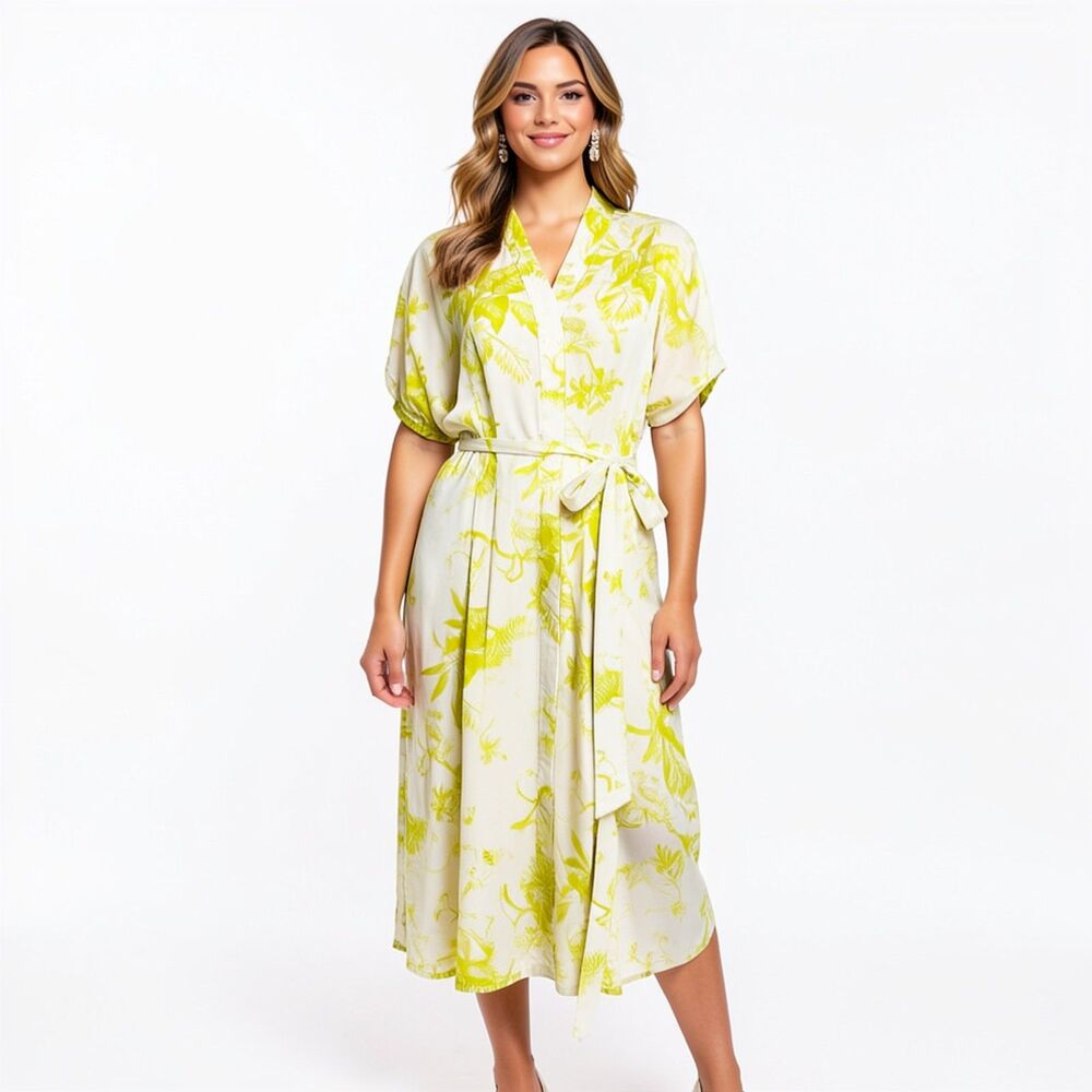 Allsaints Roisin  Riyaz Floral Print Midi Length Shirt Dress Size 4